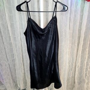 Apt. 9 Black Chemise Swiss Dot Lace Lingerie Night Gown Slip